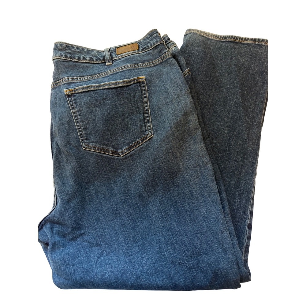 Lands End Fit 2 Straight Leg Jeans Blue Denim Plus Size 24W Medium Wash‎